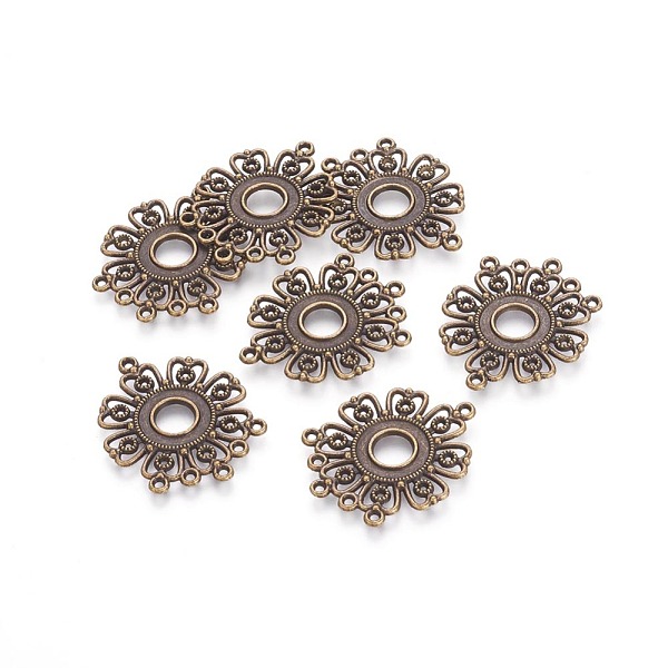

PandaHall Tibetan Style Alloy Connector Cabochon Settings, Lead Free and Cadmium Free, Flower, Antique Bronze, 35.5mm long, 29mm wide, 1.5mm...