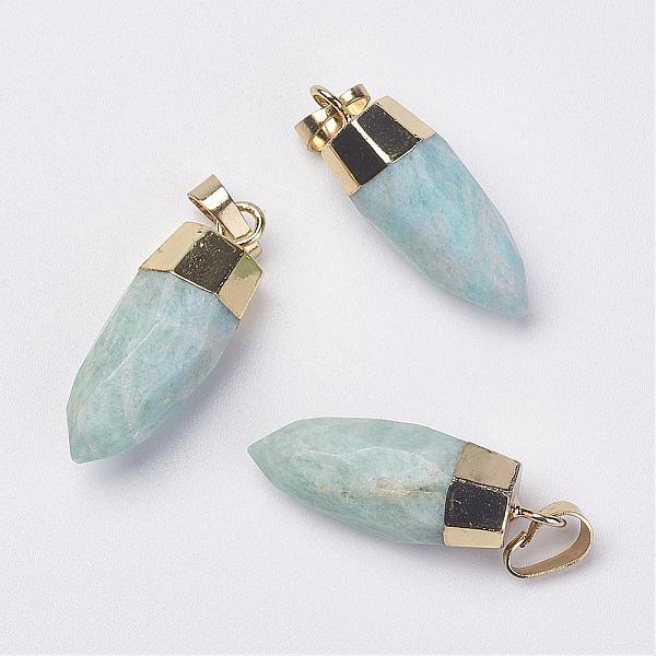 

PandaHall Natural Flower Amazonite Pendants, with Golden Tone Brass Findings, teardrop, Faceted, 31~32x11mm, Hole: 5x8mm Flower Amazonite..., Green