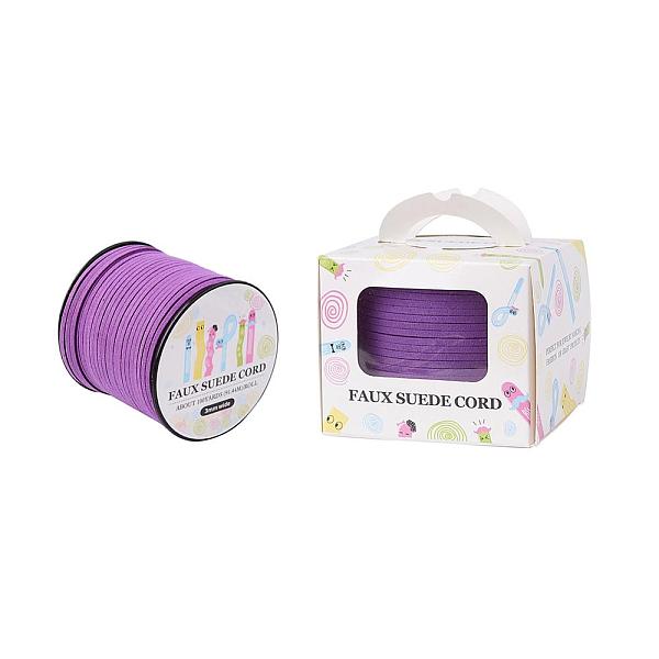 

PandaHall Faux Suede Cord, Faux Suede Lace, Paper Box Packing, Dark Orchid, 3.0x1.4mm, about 98.43yards/roll(90m/roll) Faux Suede Purple