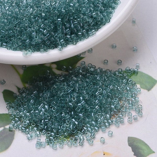 

PandaHall MIYUKI Delica Beads, Cylinder, Japanese Seed Beads, 11/0, (DB0112) Transparent Sea Foam Luster, 1.3x1.6mm, Hole: 0.8mm, about..., Cyan