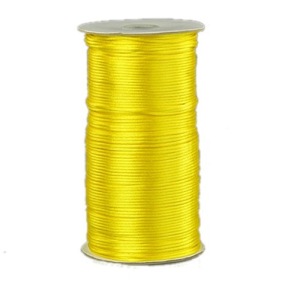 

PandaHall Eco-Friendly 100% Polyester Thread, Rattail Satin Cord, for Chinese Knotting, Beading, Jewelry Making, Gold, 2mm, about...