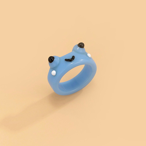 

PandaHall Frog Resin Plain Band Rings for Women Girls, Frog, 17mm Resin Frog