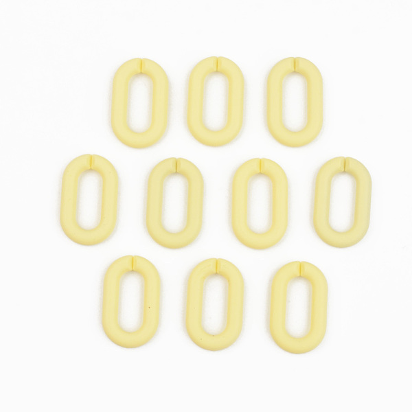 

PandaHall Opaque Spray Painted Acrylic Linking Rings, Quick Link Connectors, for Cable Chains Making, Unwelded, Oval, Yellow, 27x16.5x4.5mm...