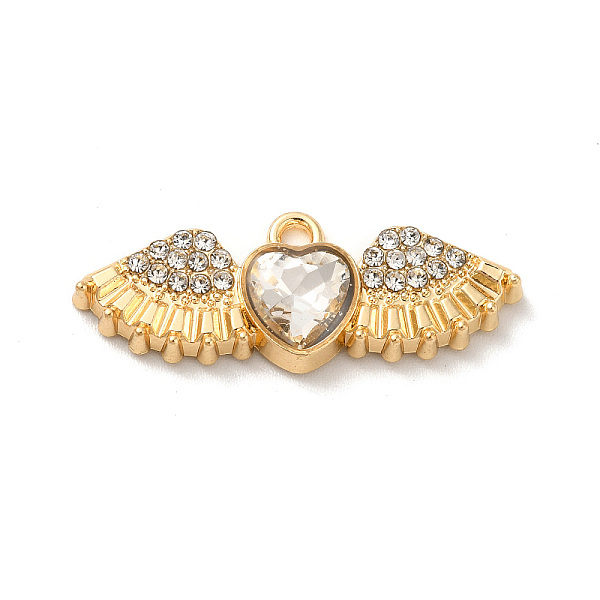 

PandaHall Rack Plating Alloy Rhinestone Charms, with Glass, Nickel Free, Heart with Wings, Golden, Clear, 10.5x27.5x5mm, Hole: 1.6mm...
