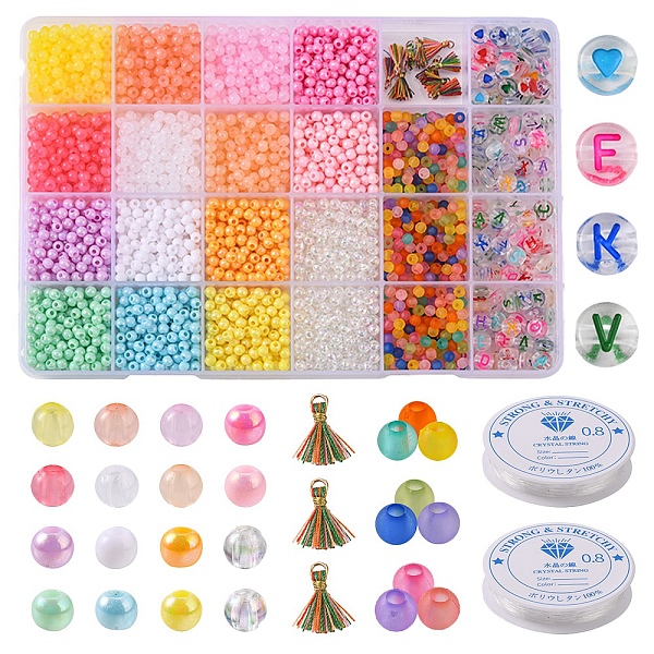 

PandaHall DIY Letter & Tassel Bracelet Making Kit, Including Acrylic Beads, Polycotton(Polyester Cotton) Tassel Pendant Decorations, Elastic..., Multicolor