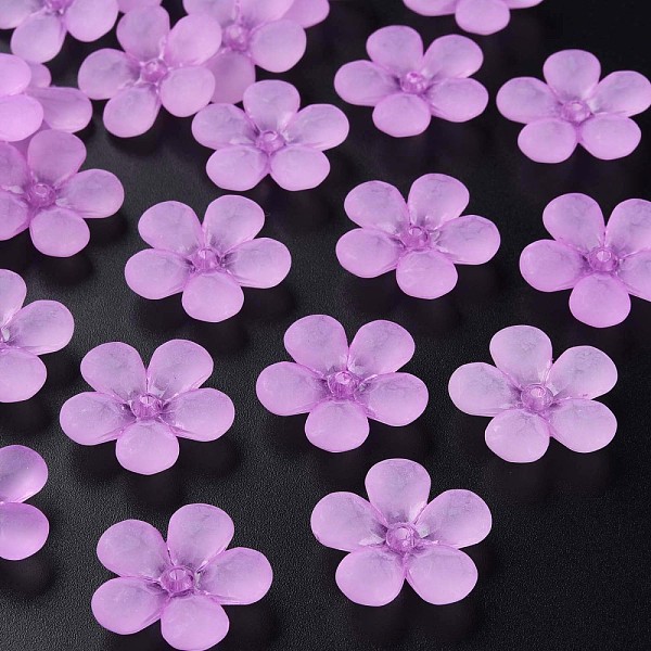 

PandaHall Transparent Acrylic Beads, Frosted, Flower, Violet, 22x23x6.5mm, Hole: 1.6mm, about 378pcs/500g Acrylic Flower Purple