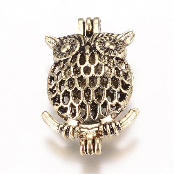 

PandaHall Alloy Locket Pendants, Cage Pendants, Owl, Antique Bronze, 28x17x9mm, Hole: 2mm, inner measure: 15x13mm Alloy Owl
