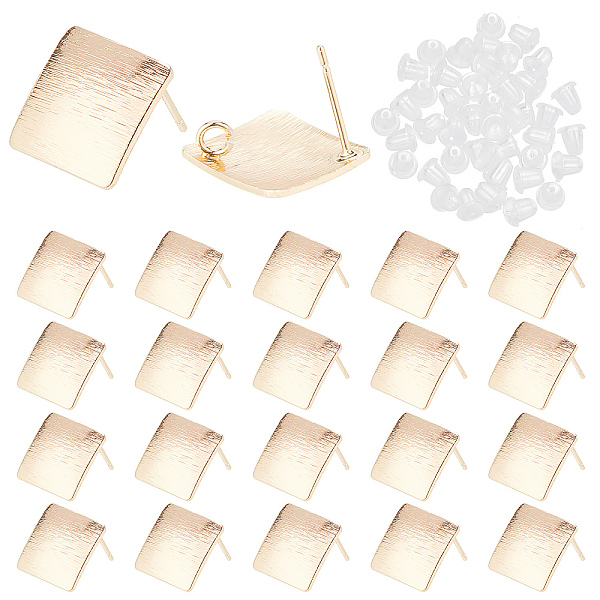 

PandaHall DICOSMETIC 24Pcs Rhombus Ear Stud Post with 1.5mm Loop and 50Pcs Plastic Ear Nuts Brass Stud Earring Components 18K Gold Stud...