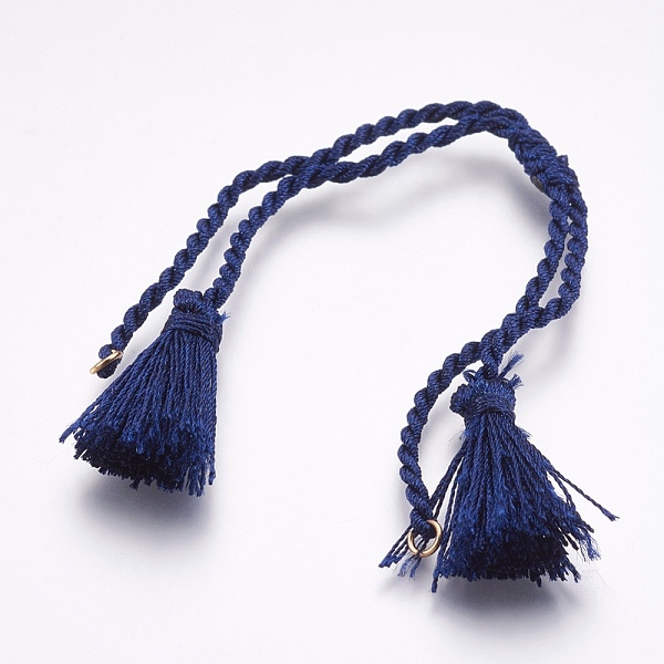 

PandaHall Twisted Polyester Bracelets Making, with Tassel & Brass Findings, Midnight Blue, 11 inch~12-5/8 inch(28~32cm), 2mm, Hole: 2mm...