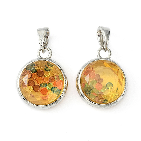 Plastic Floating Charms Brass Pendants