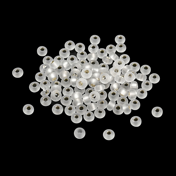

PandaHall Frosted Silver Lined Glass Seed Beads, Round Hole, Round, Gainsboro, 3x2mm, Hole: 1mm, 787pcs/bag Glass Gray