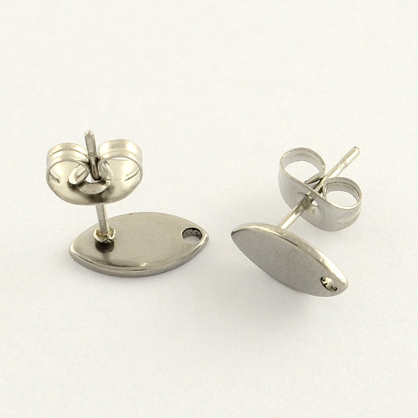 

PandaHall 304 Stainless Steel Stud Earring Findings, with Loop, Horse Eye, Stainless Steel Color, 10x5.5mm, Hole: 1mm, pin: 0.8mm 304...