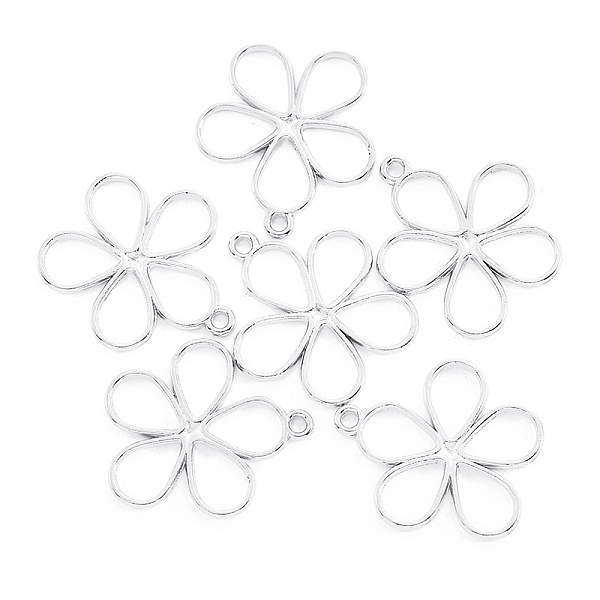 

PandaHall Alloy Hollow Pendants, Flower, Platinum, 19x17mm Alloy Flower