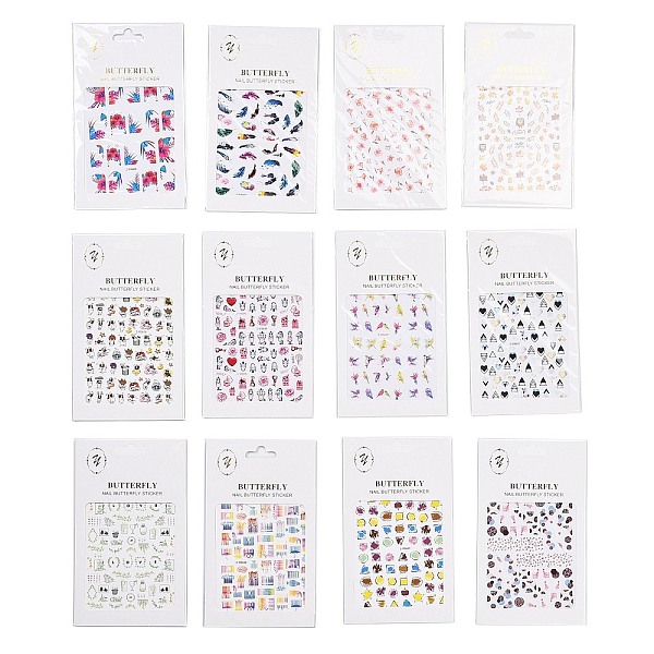 

PandaHall Nail Decals Stickers, Flower Butterfly Feather Fruit Self-adhesive Nail Art Supplies, for Woman Girls DIY Manicure Design, Mixed..., Multicolor