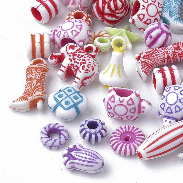 

PandaHall Craft Style Acrylic Beads & Pendants, Mixed Shapes, Mixed Color, 5~19x7~15x3~11mm, Hole: 1~5mm, about 1200pcs/500g Acrylic Mixed..., Multicolor