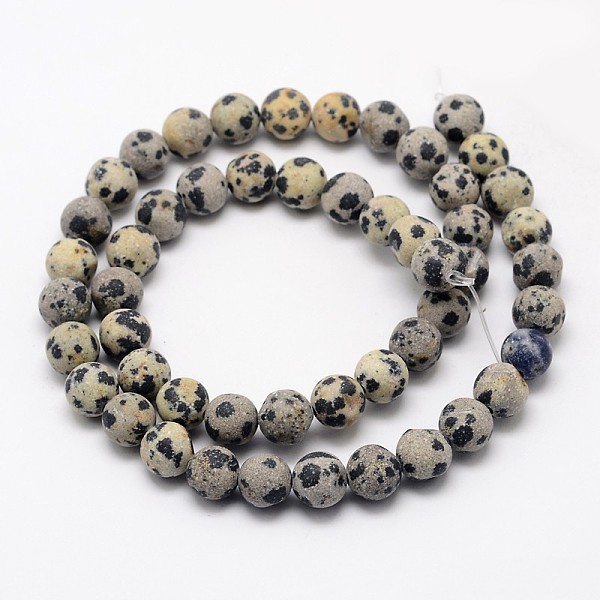 

PandaHall Natural Dalmatian Jasper Beads Strands, Frosted, Round, 10mm, Hole: 1mm, about 38pcs/strand, 14.9 inch Dalmatian Jasper Round