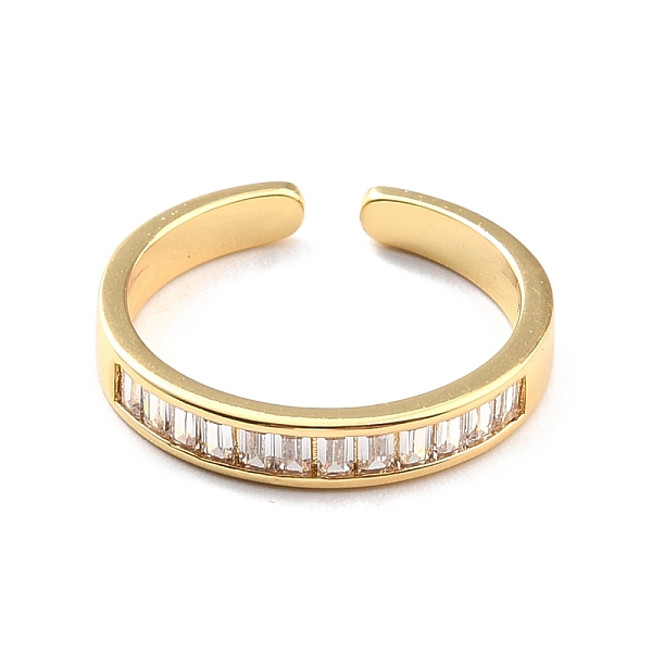 

PandaHall Clear Cubic Zirconia Open Cuff Ring for Women, Cadmium Free & Nickel Free & Lead Free, Real 18K Gold Plated, US Size 5 1/4(15.9mm)...