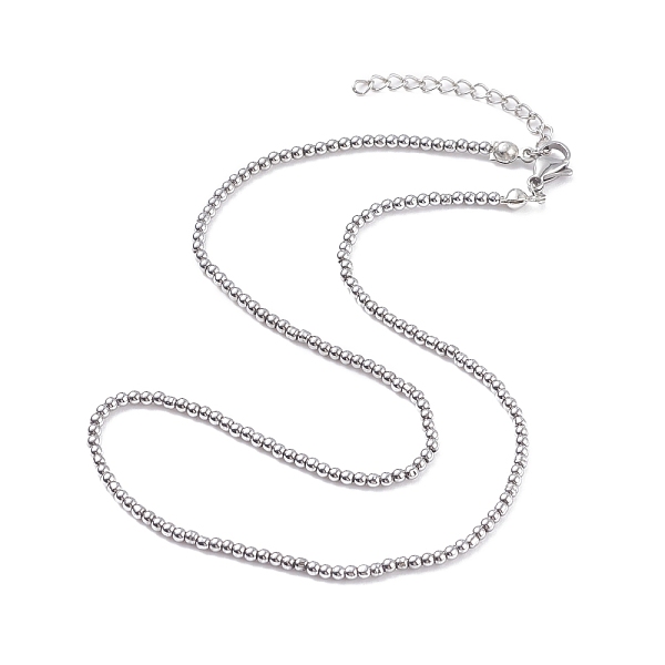

PandaHall Round Glass Beaded Necklace for Women, Platinum, 15.16 inch(38.5cm) Glass
