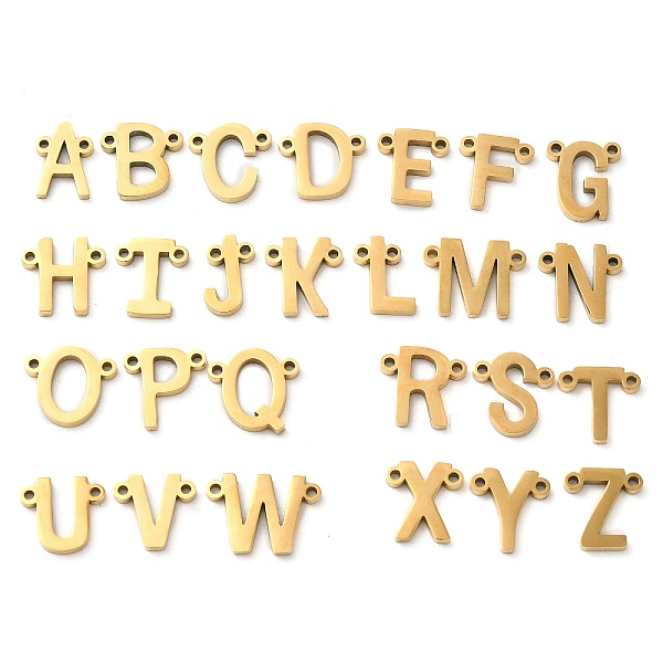 

PandaHall 26Pcs Ion Plating(IP) 304 Stainless Steel Connector Charms, Letter A~Z Links, Golden, 9.5~11x6.5~13.5x1.5mm, Hole: 1.2mm 304...