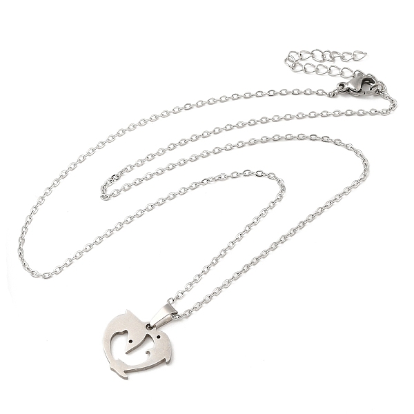 

PandaHall 306 Stainless Steel Pendant Necklace for Women, Dolphin, 17.72 inch(45cm), pendants: 14.5x16mm. Stainless Steel Dolphin