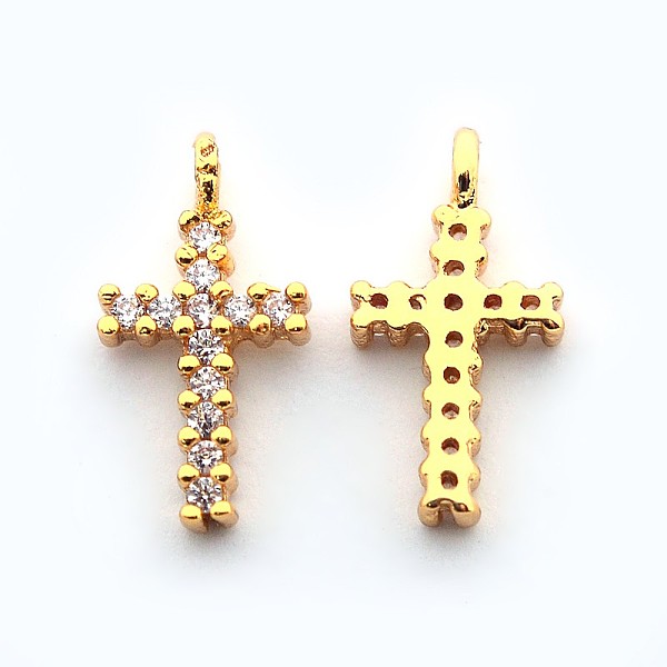 

PandaHall Brass Micro Pave Cubic Zirconia Latin Cross Pendants, Cadmium Free & Nickel Free & Lead Free, Real 18K Gold Plated, 15.8x9x2.5mm..., Clear
