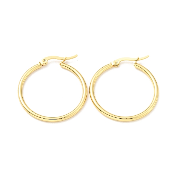

PandaHall Vacuum Plating 201 Stainless Steel Hoop Earrings for Women, with 304 Stainless Steel Pins, Real 18K Gold Plated, 29.5~30x2mm, Pin...