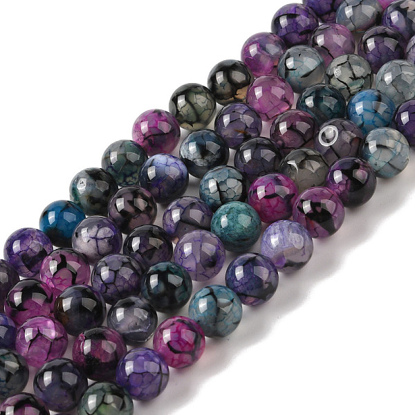 

PandaHall Natural Dragon Veins Agate Bead Strands, Dyed & Heated, Round, 10mm, Hole: 0.8mm, about 37pcs/strand, 14.76 inch(37.5cm) Dragon...