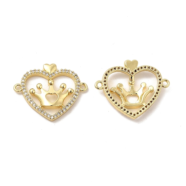 

PandaHall Brass Micro Pave Clear Cubic Zirconia Connector Charms, Heart Links with Crown, Real 18K Gold Plated, 18.5x22.5x3mm, Hole: 1.2mm...