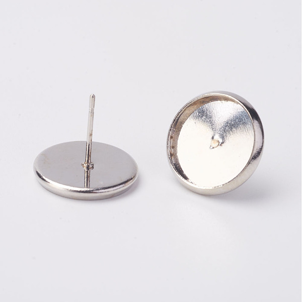 

PandaHall Brass Stud Earring Settings, Lead Free and Cadmium Free and Nickel Free, Platinum, about 12mm long, 14mm wide, Tray: 12mm inner...