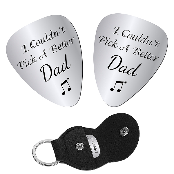 

PandaHall CREATCABIN 2pcs I Couldn't Pick a Better Dad Guitar Picks Stainless Steel Bass Acoustic Electric Rock Picks for Musician Daddy..., Black