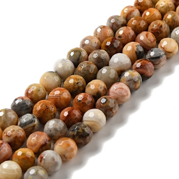 

PandaHall Natural Crazy Agate Beads Strands, Faceted(128 Facets), Round, 8.5mm, Hole: 1mm, about 45pcs/strand, 14.96 inch(38cm) Crazy Agate...