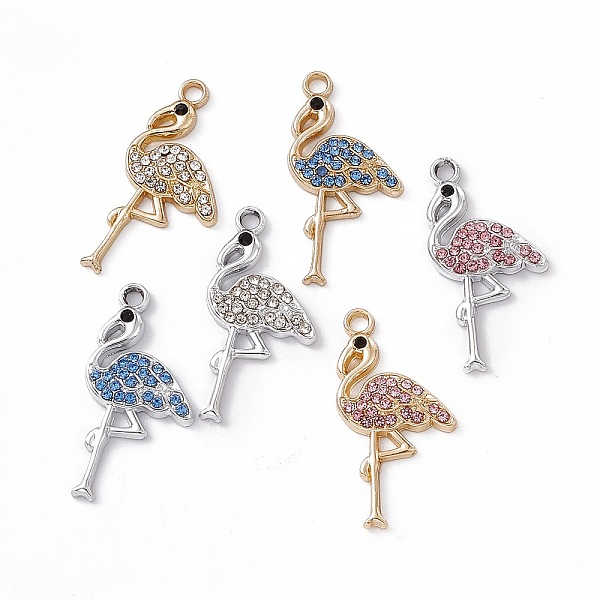 

PandaHall Alloy Rhinestone Pendants, Flamingo Charm, Platinum & Light Gold, Mixed Color, 28x15x2.5mm, Hole: 2mm Acrylic+Rhinestone Other..., Multicolor