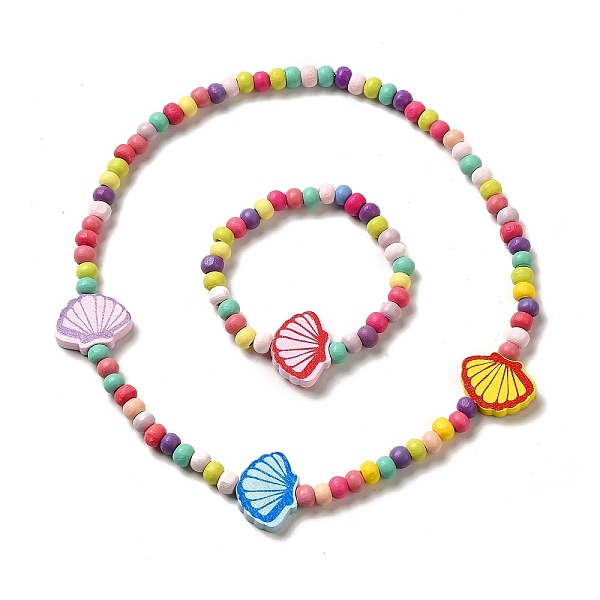 

PandaHall Maple Wood Jewelry Set, Beaded Necklace & Stretch Bracelet, Shell Shape, Bracelet: Inner Diameter: 1-3/4 inch(4.4cm), Necklace...