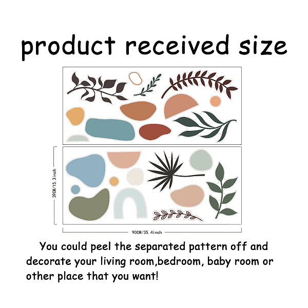 

PandaHall PVC Wall Stickers, for Wall Decoration, Leaf & Geometric, Mixed Patterns, 390x900mm, 2pcs/set Plastic Mixed Shapes