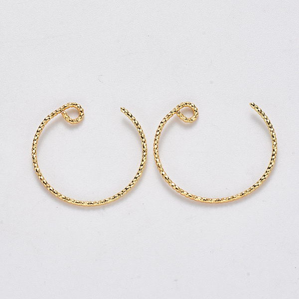 

PandaHall Brass Earring Hooks, with Horizontal Loop, Nickel Free, Real 18K Gold Plated, 21~22x21~22mm, Pin: 1mm, Hole: 2mm Brass
