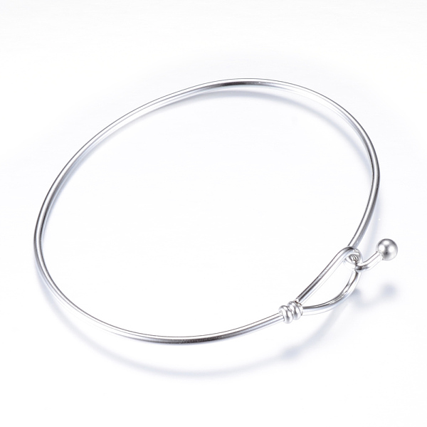 

PandaHall 304 Stainless Steel Bangles, with 201 Stainless Steel Beads, Stainless Steel Color, 2-1/4 inch(54mm)x2-1/2 inch(62.5mm) 304...