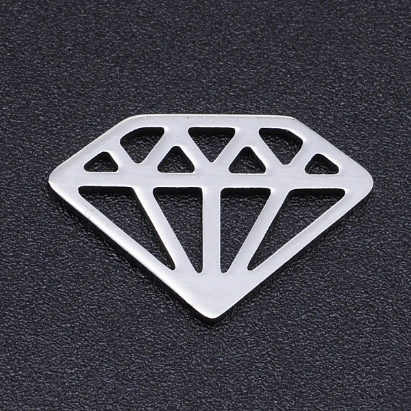

PandaHall 201 Stainless Steel Filigree Joiners, Laser Cut, Diamond, Stainless Steel Color, 12x18x1mm 201 Stainless Steel Diamond