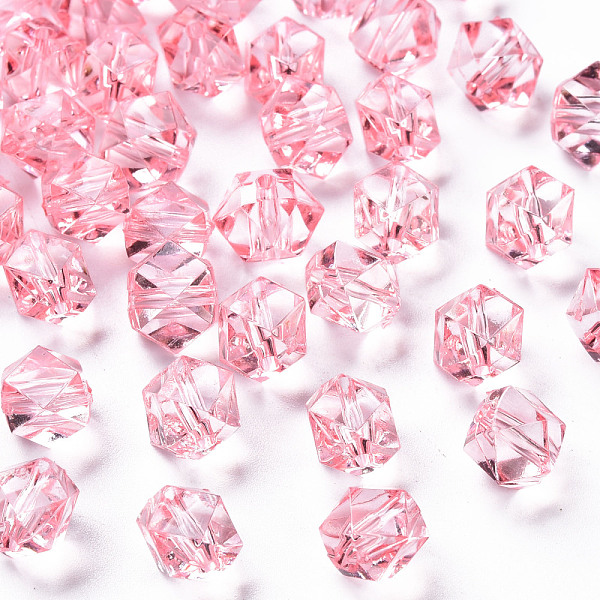 

PandaHall Transparent Acrylic Beads, Faceted, Polygon, Pink, 8x10x9mm, Hole: 1.6mm, about 1300pcs/500g Acrylic Polygon Pink