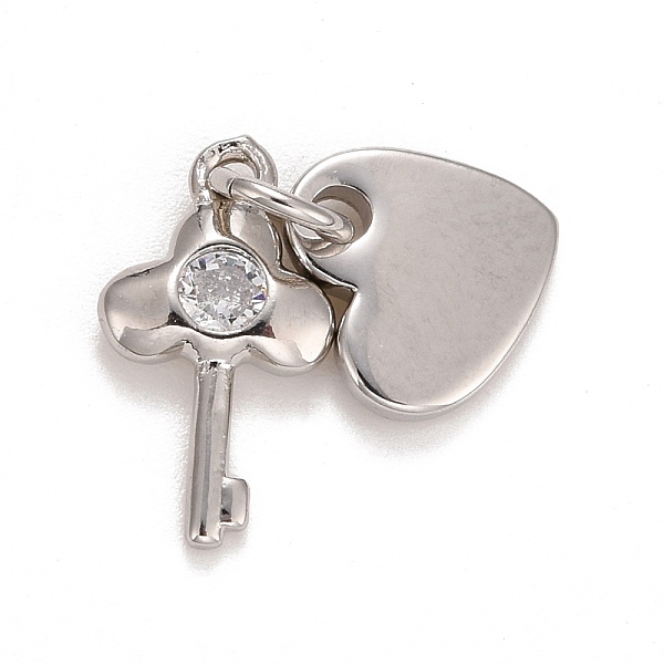 

PandaHall Cubic Zirconia Pendants, with Rack Plating Brass Findings, with Jump Rings, Long-Lasting Plated, Lead Free & Cadmium Free, Key &..., Clear