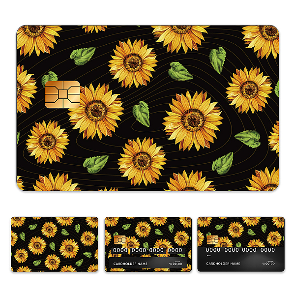 

PandaHall Plastic Waterproof Card Stickers, Self-adhesion Card Skin for Bank Card Decor, Rectangle, Sunflower, 140x190mm Plastic Flower