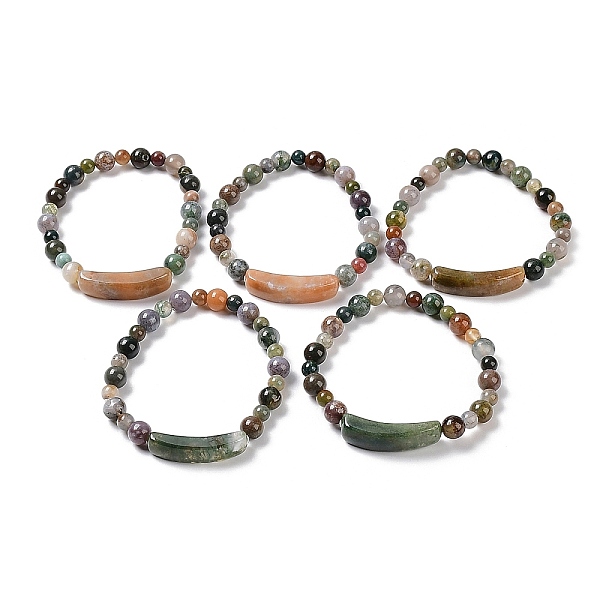 

PandaHall Natural Indian Agate Stretch Bracelets, 2-1/4 inch(5.8cm) Indian Agate