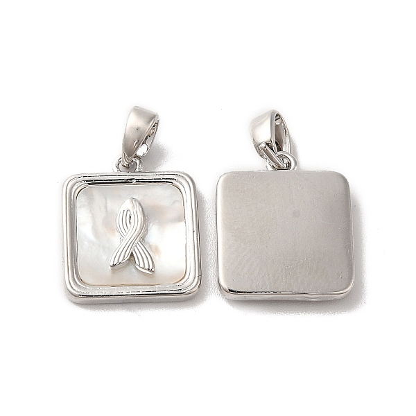 

PandaHall Natural Shell Square Charms, with Brass Findings, Platinum, 15x13x3mm, Hole: 2x4mm Shell Square