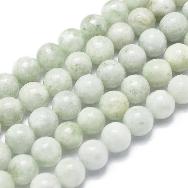 PandaHall Natural Myanmar Jade/Burmese Jade Beads Strands, Round, 8mm, Hole: 1mm, about 49pcs/Strand, 15.75 inch(40cm) Myanmar Jade Round