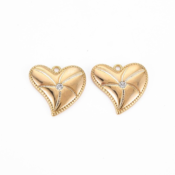 

PandaHall Brass Micro Pave Clear Cubic Zirconia Charms, Nickel Free, Heart, Real 18K Gold Plated, 14x15x2mm, Hole: 1.2mm Brass+Cubic...