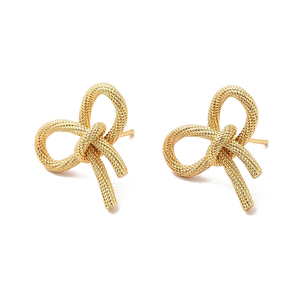 

PandaHall Rack Plating Brass Bowknot Stud Earrings for Women, Lead Free & Cadmium Free, Real 18K Gold Plated, 20x22.5mm, Pin: 0.8mm Brass...