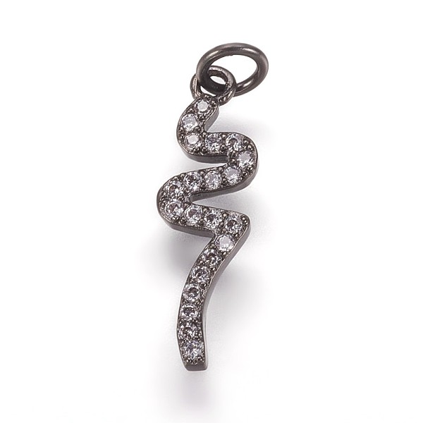 

PandaHall Brass Micro Pave Cubic Zirconia Pendants, Twist, Gunmetal, 20.5x6x2mm, Hole: 3mm Brass+Cubic Zirconia Twist Clear