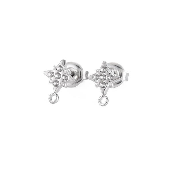 

PandaHall 304 Stainless Steel Stud Earring Setting Findings for Rhinestone, with Ear Nuts and Loop, Star, Stainless Steel Color, 10x8mm...