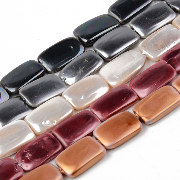 

PandaHall Electroplate Natural Freshwater Shell Beads Strands, Rectangle, Mixed Color, 15~16x10x3mm, Hole: 1mm, about 26pcs/strand, 16.14..., Multicolor