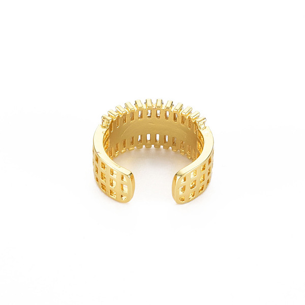 Brass Micro Pave Cubic Zirconia Cuff Rings For Women