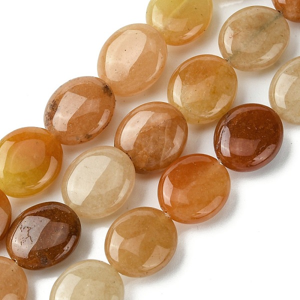 

PandaHall Natural Golden Silk Jade Beads Strands, Flat Oval, 13~14x12x5.5~6mm, Hole: 1.2mm, about 29pcs/strand, 15.83''(40.2cm) Golden Silk...